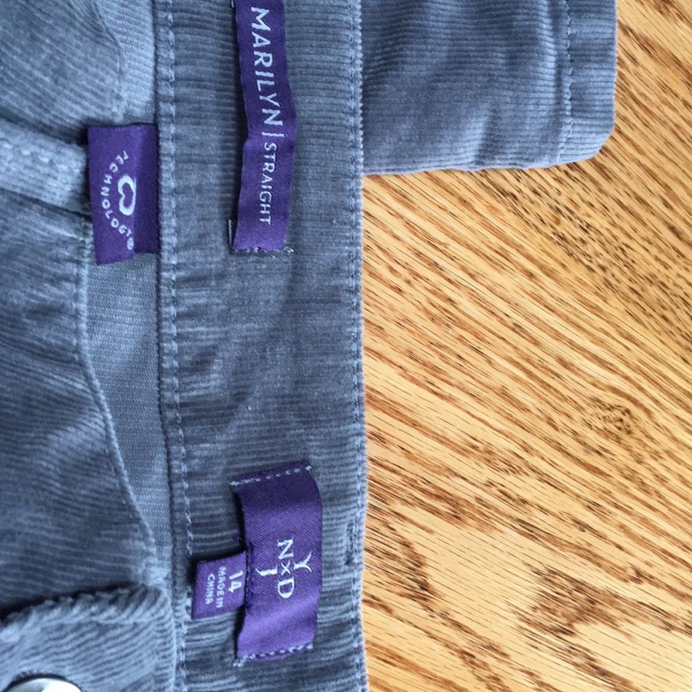 NYDJ Marilyn Straight Leg 14 Gray Corduroy Jeans